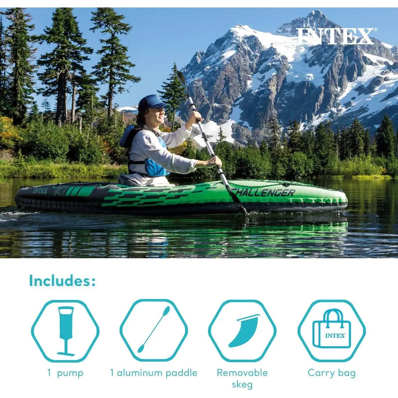 YTYIN One Person Inflatable Kayak With Seat Backrest Oar Pump