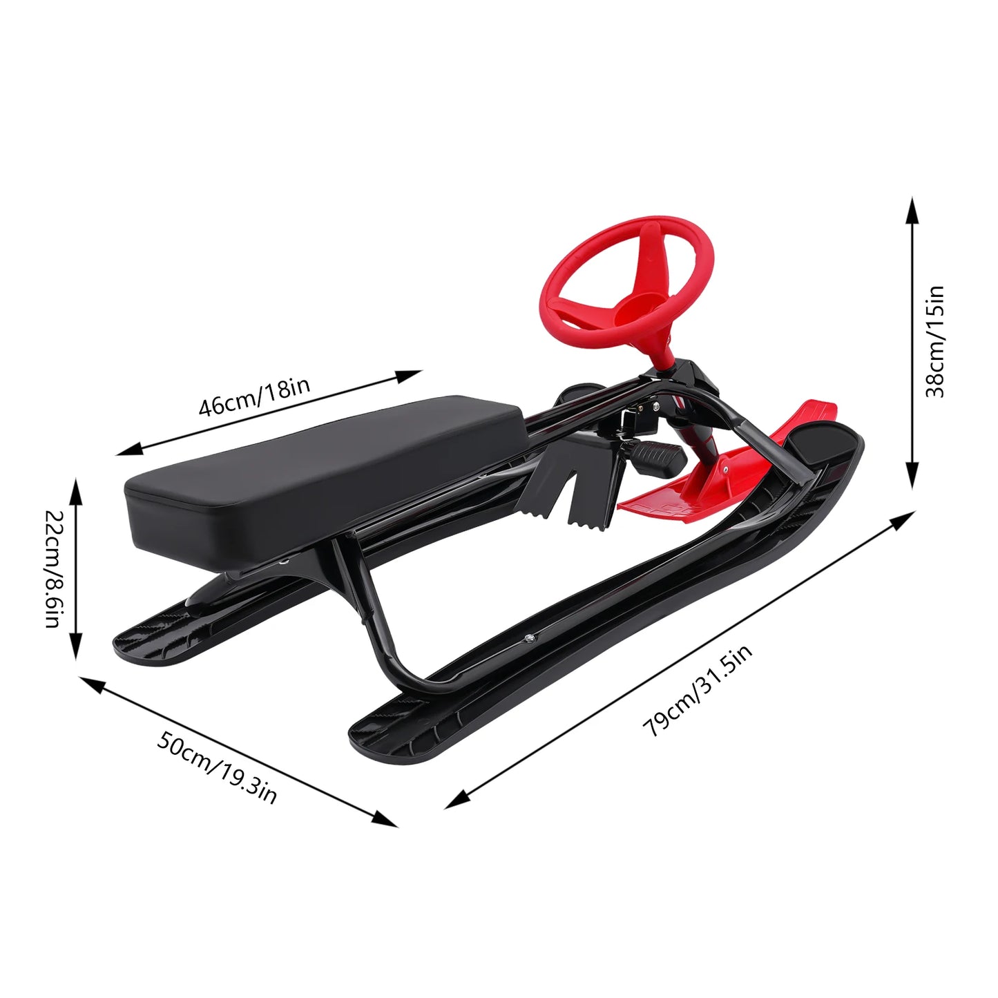 Kids Snow Racer Sled Steering Wheel And Anti Slip Pedals