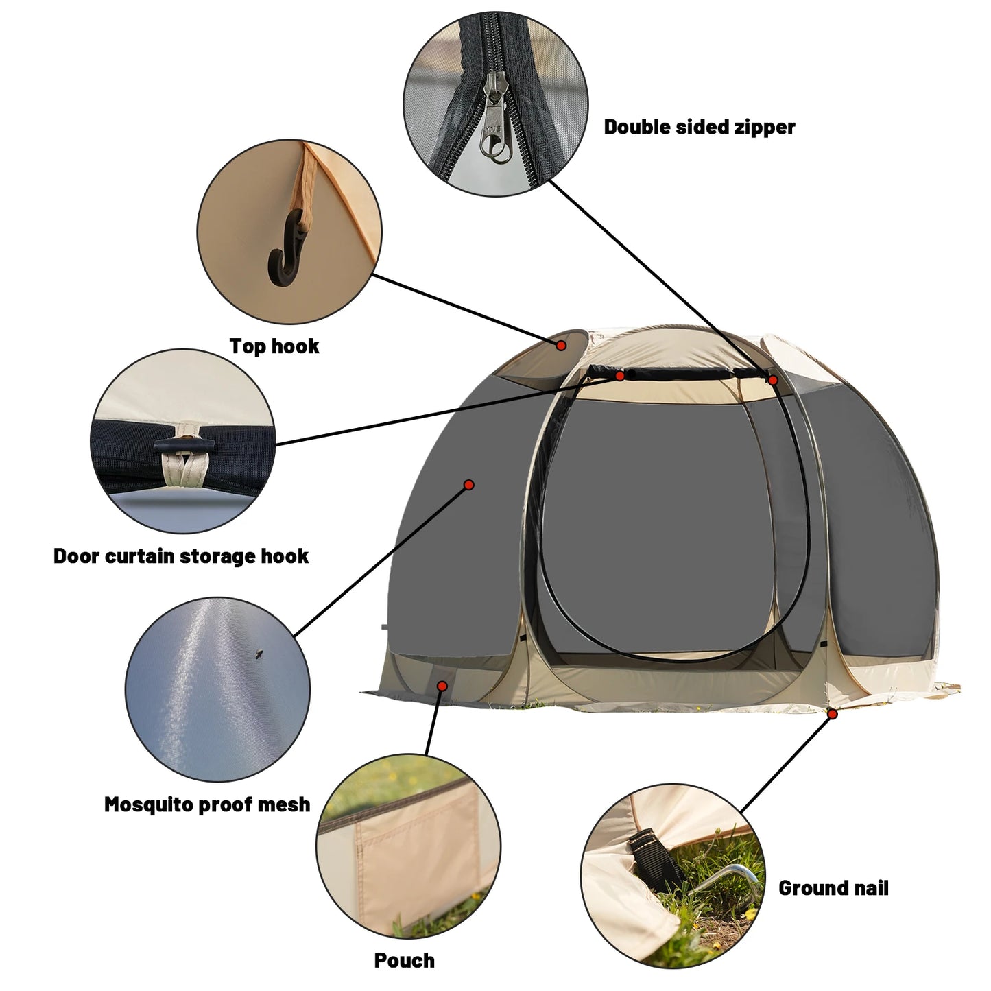 Pakicetus Family Pop-Up Shelter With Full Mesh Walls Outdoors