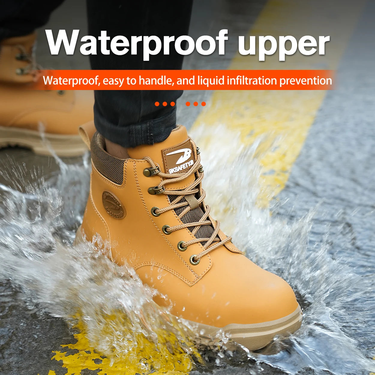 Men High Top Anti-Smash Safety Shoes With Metal Toe Cap
