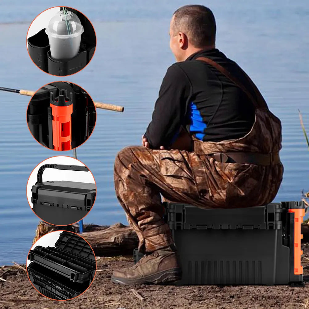 2 Tier Fishing Tackle Box Adjustable Gear Organizer Case