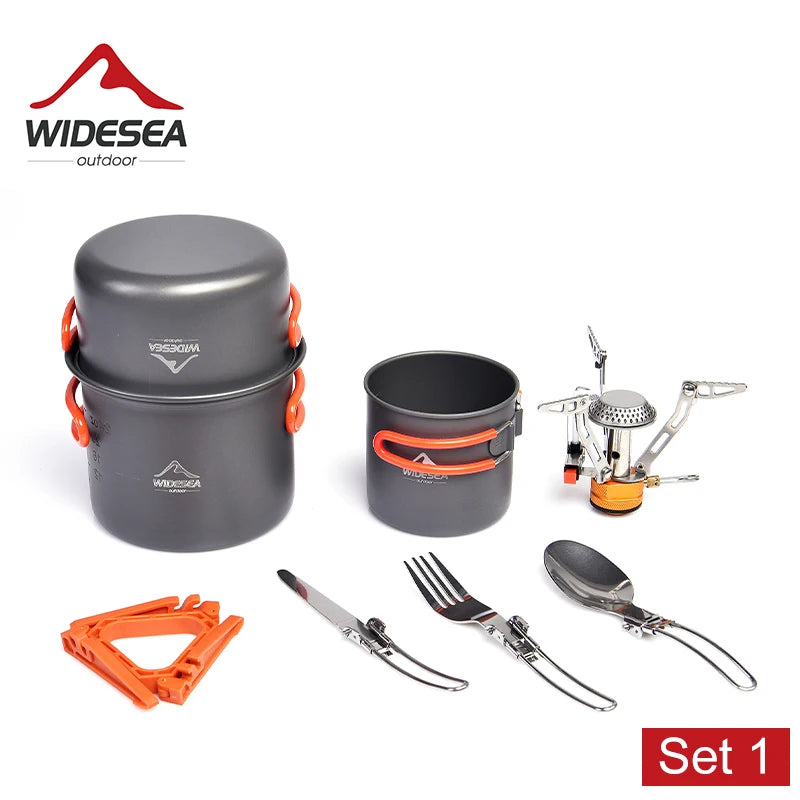 Widesea Camping Cookware Set Portable Stove Pot Cup
