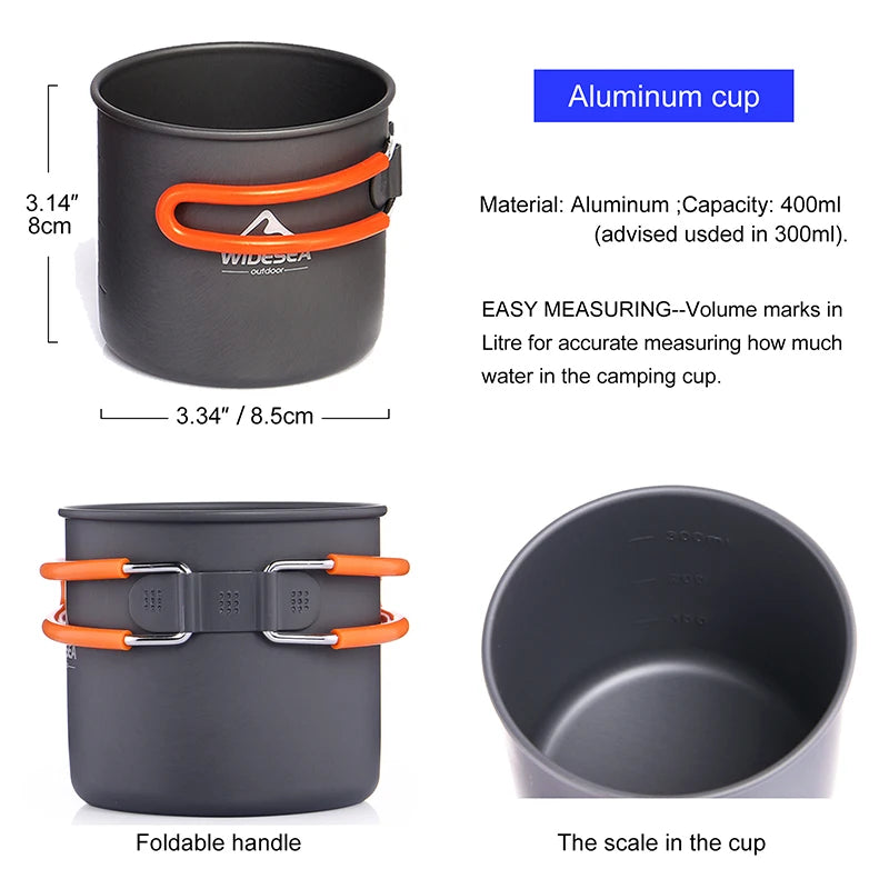 Widesea Camping Cookware Set Portable Stove Pot Cup