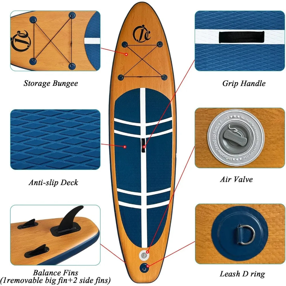 JC-ATHLETICS Inflatable Stand Up Paddle Board Package With Backpack