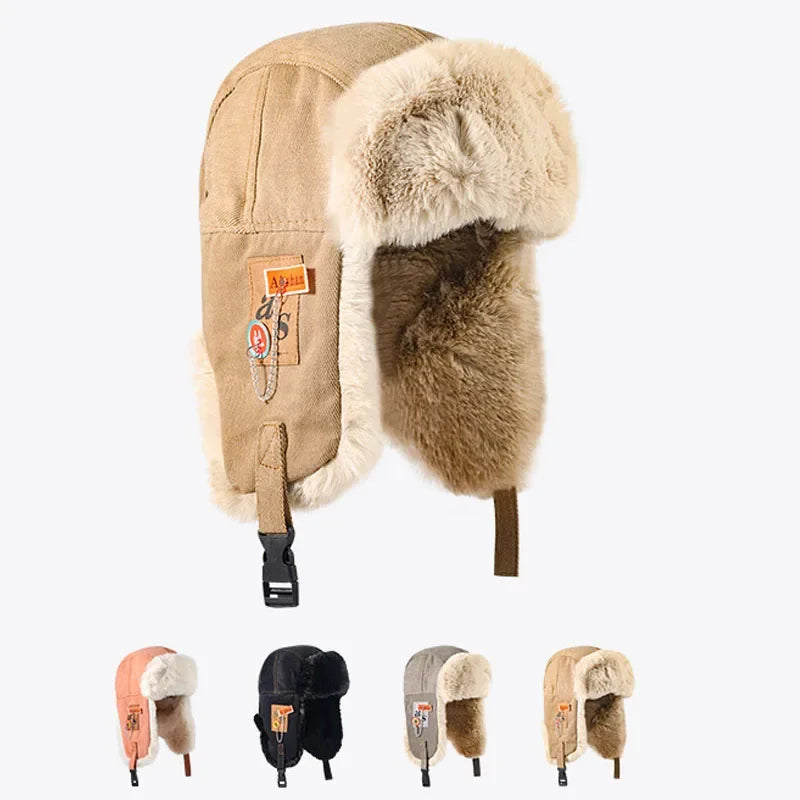 NONECN Bomber Hat Ushanka For Men And Women Warm Fur
