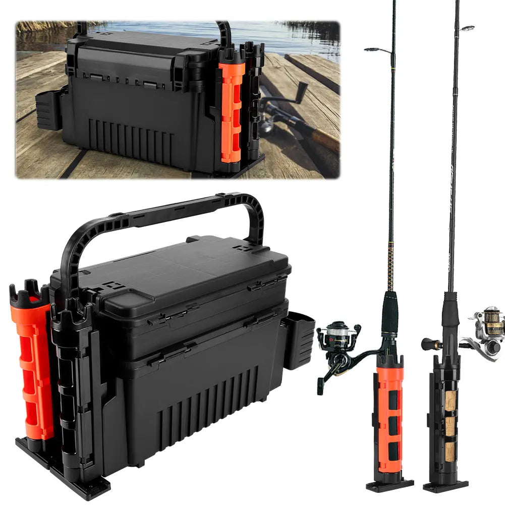 2 Tier Fishing Tackle Box Adjustable Gear Organizer Case