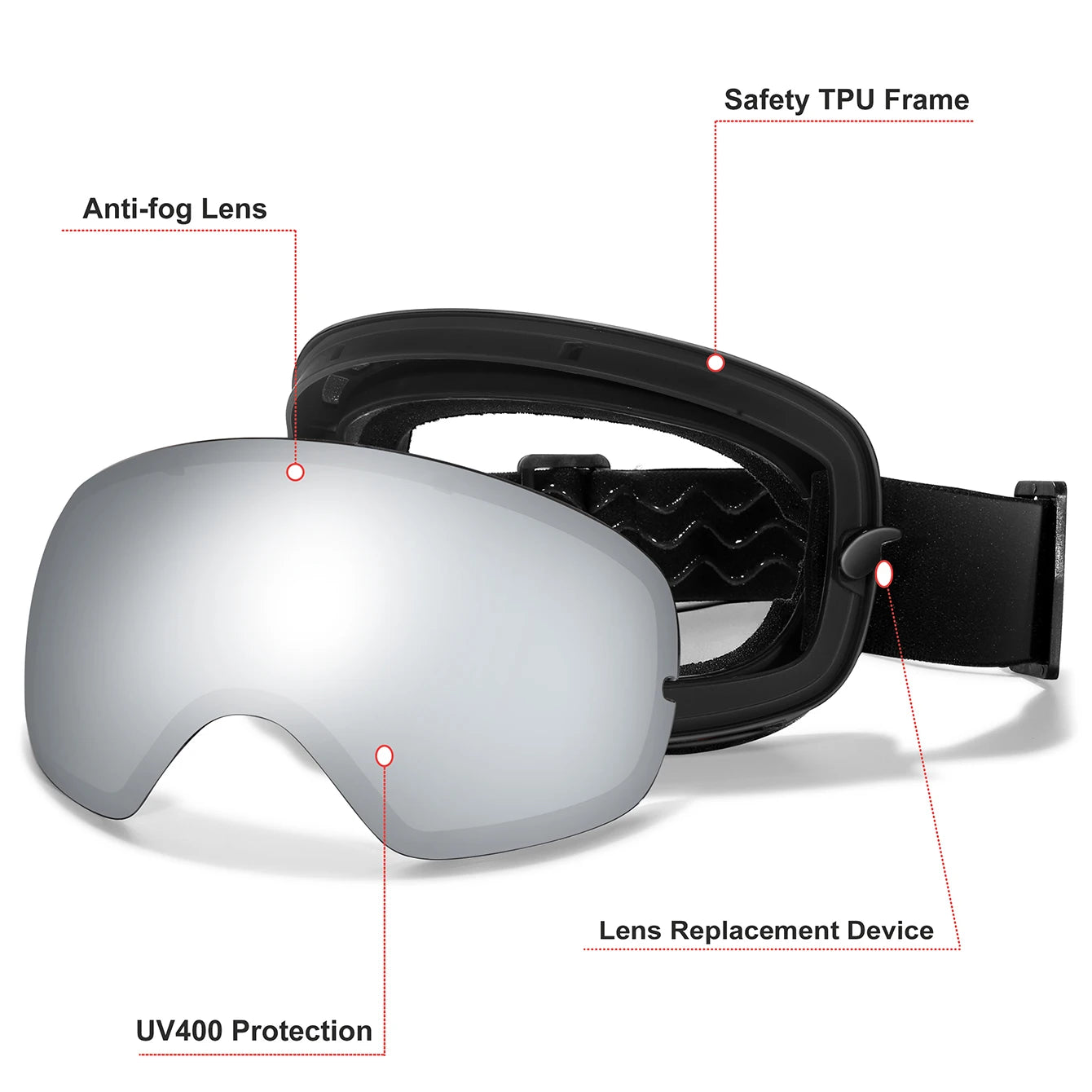 Winter Ski Goggles UV400 Anti Fog Men Women Teens Eyewear
