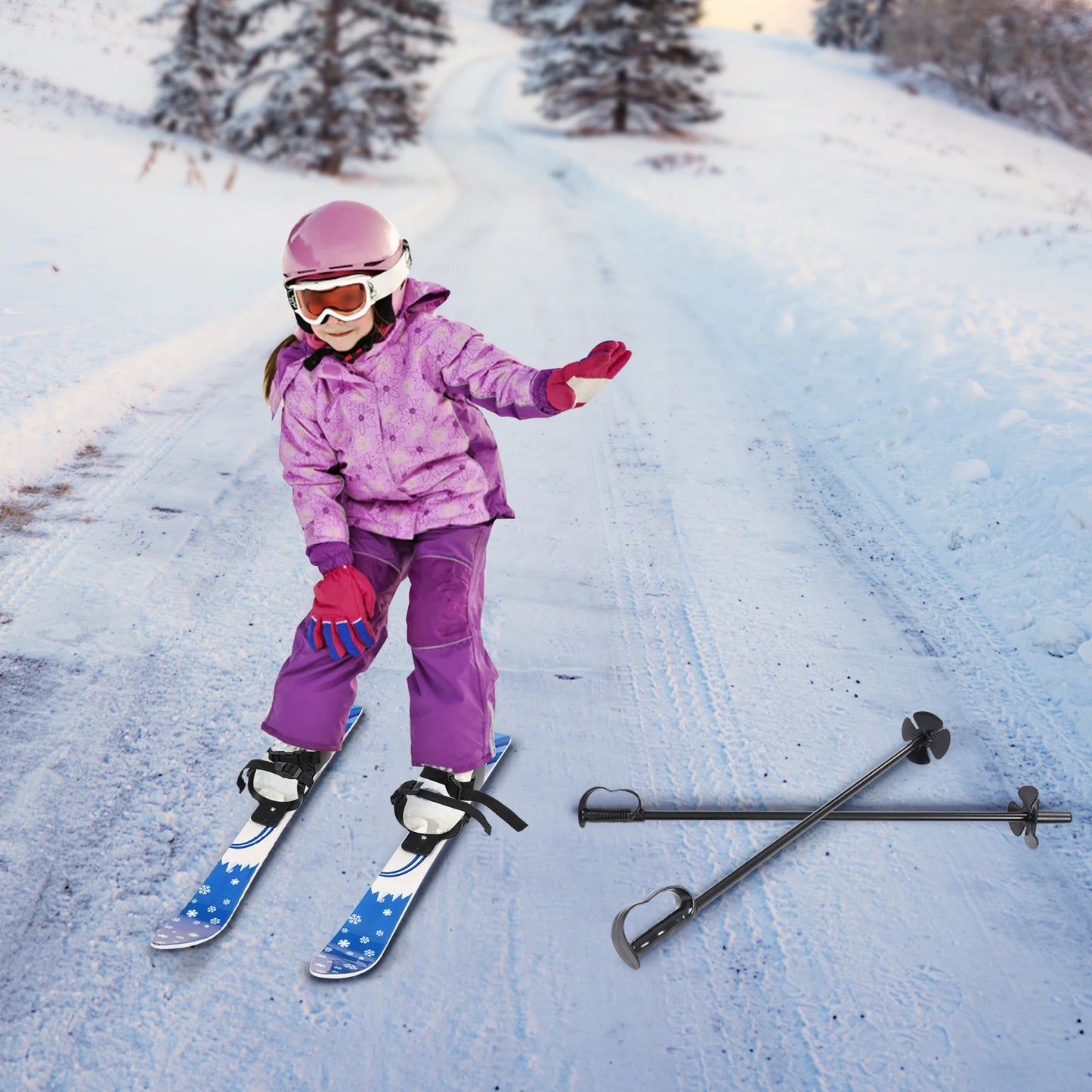 Kids Ski Set With Poles For Beginners Safe Winter Fun