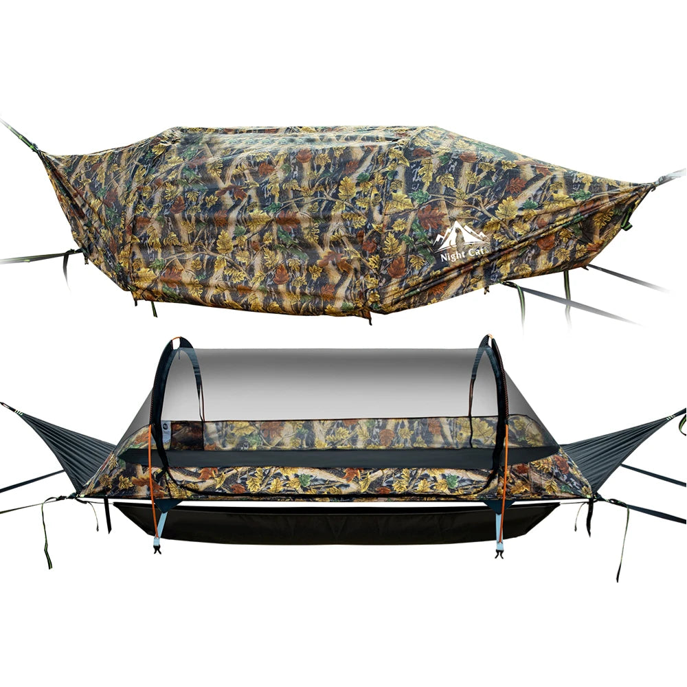 Night Cat Hammock Tent With Mosquito Net Waterproof Rainfly Storage