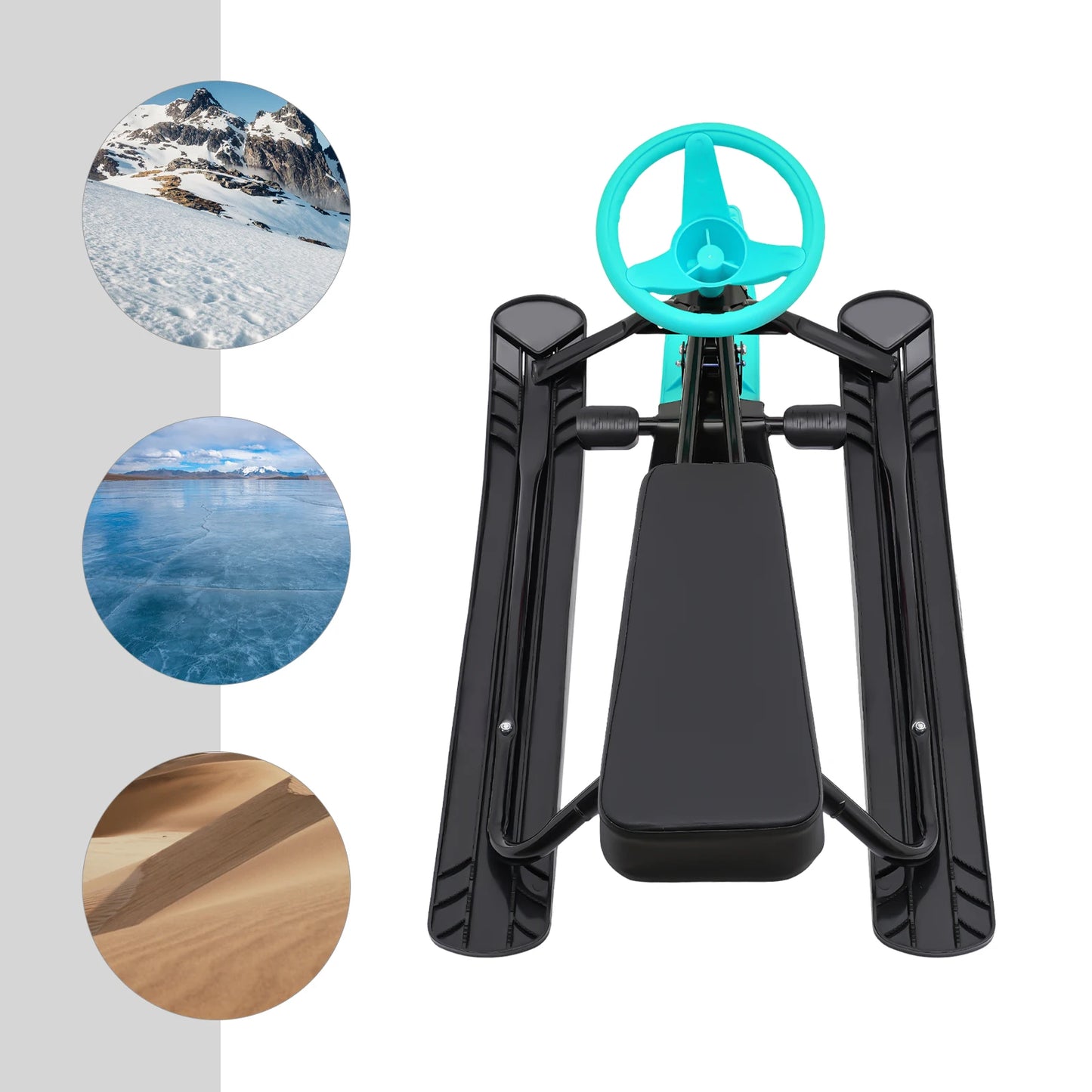 Kids Snow Racer Sled Steering Wheel And Anti Slip Pedals