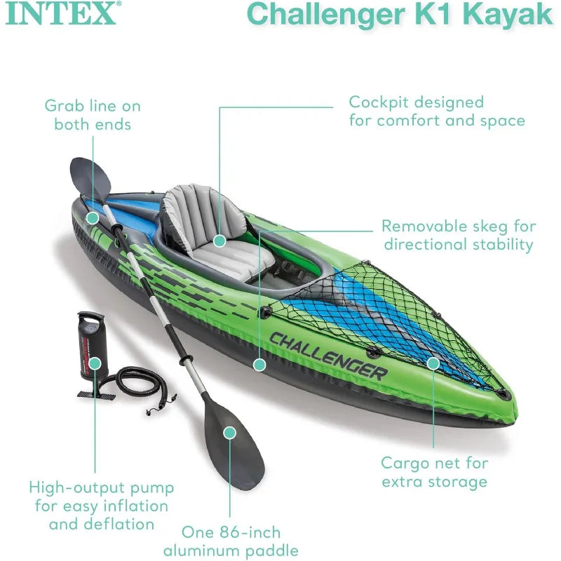 YTYIN One Person Inflatable Kayak With Seat Backrest Oar Pump