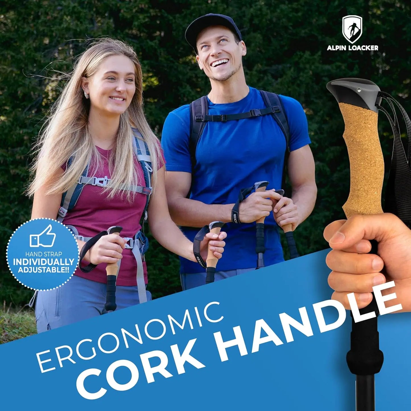 Collapsible Trekking Poles for Hiking Ultra Lightweight Carbon or Aluminum