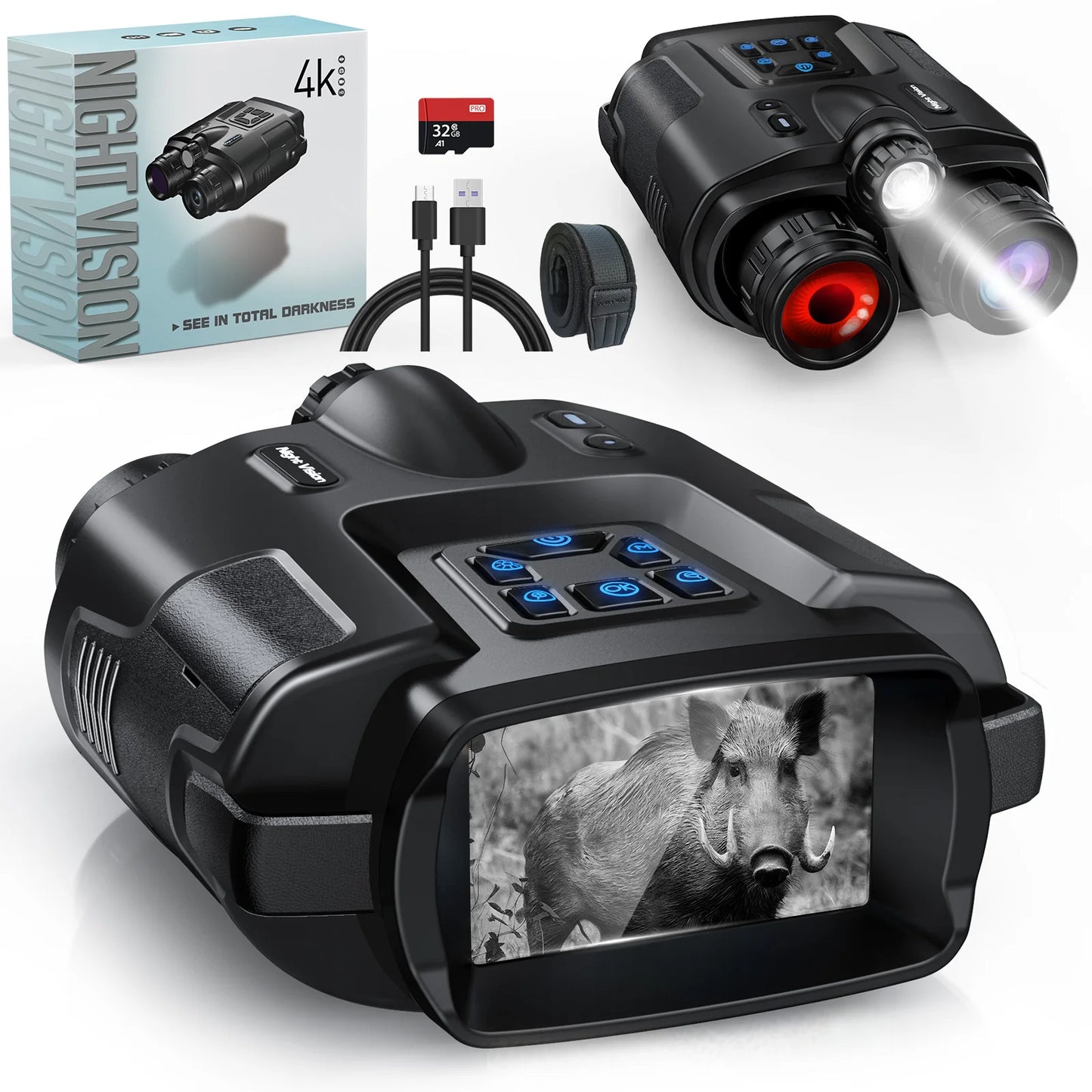 DIYIME Night Vision Binoculars 8x Infrared Goggles For Hunting