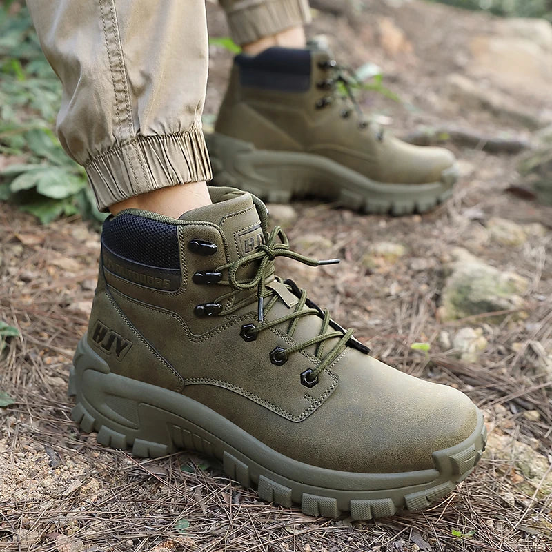 Leather High Top Mens Boots Breathable Hiking Desert Combat Outdoor