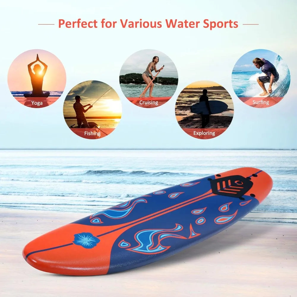 GYMAX Surfboard Non Slip Foam Board Removable Fins Leash