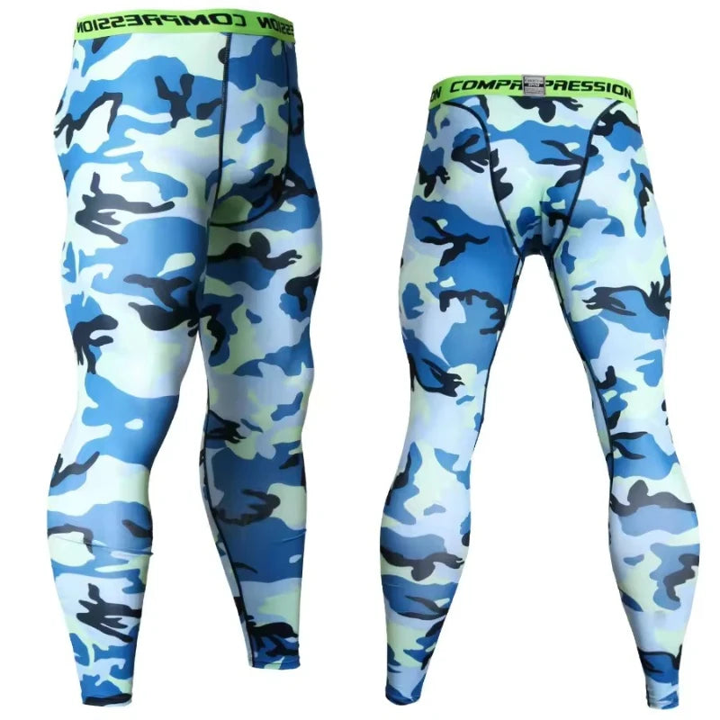 NONECN Men Camouflage Sports Leggings Running Training Compression Tights