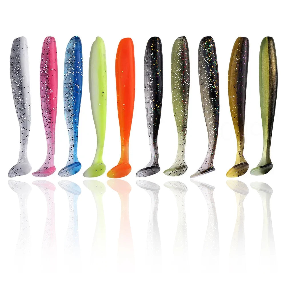 T Tail Worm Soft Bait Lures FreshwaterSaltwater BassTrout 10 Pack