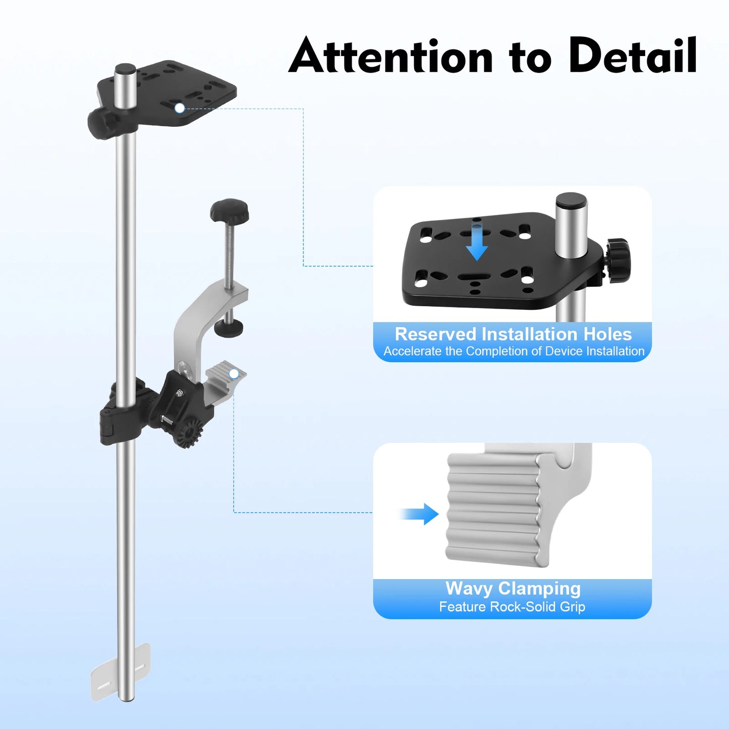 Universal 360 Rotating Transducer Pole Mount for Boat Kayak