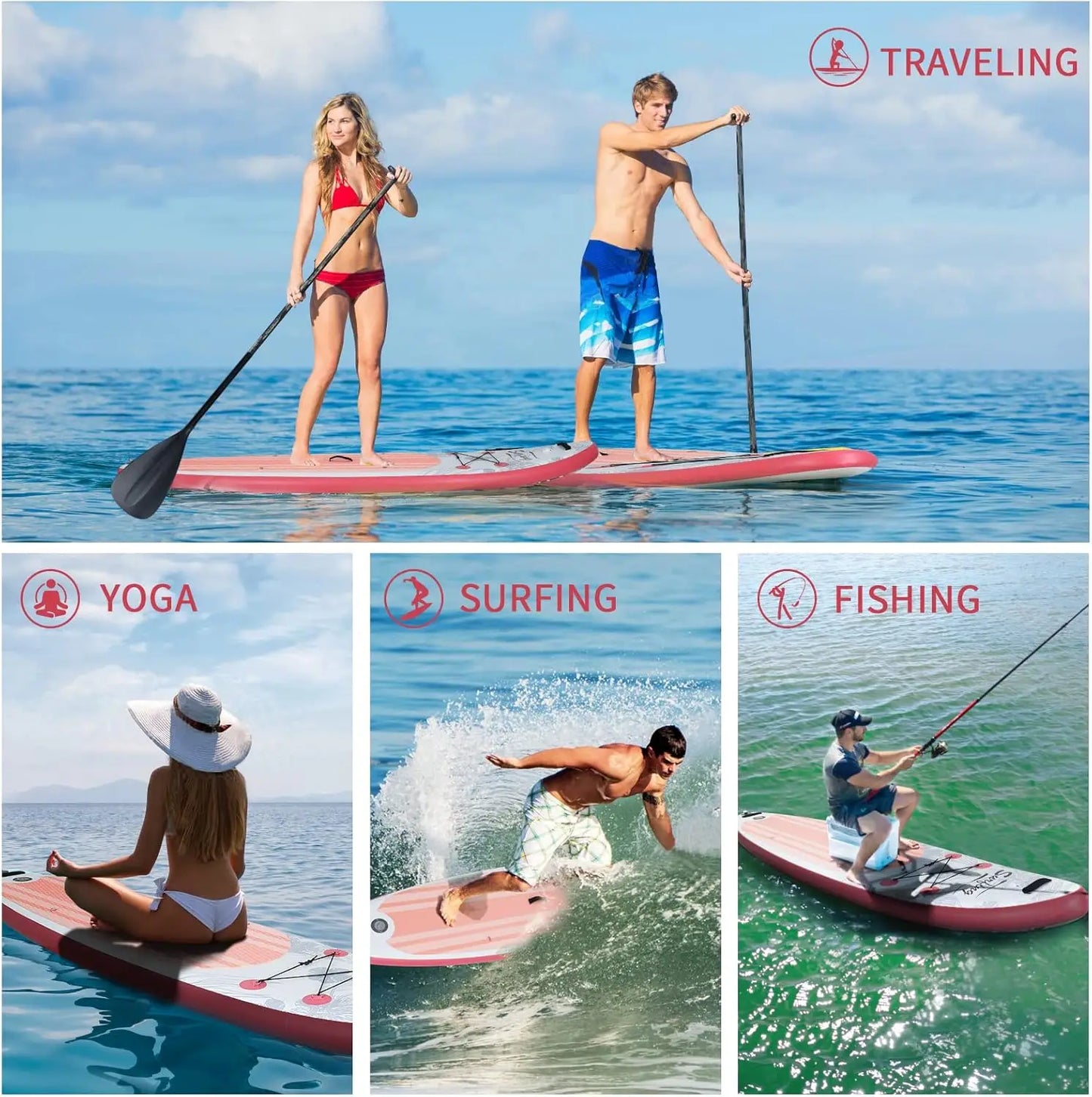 Inflatable Stand Up Paddle Board With Kayak Seat, Non-Slip Deck