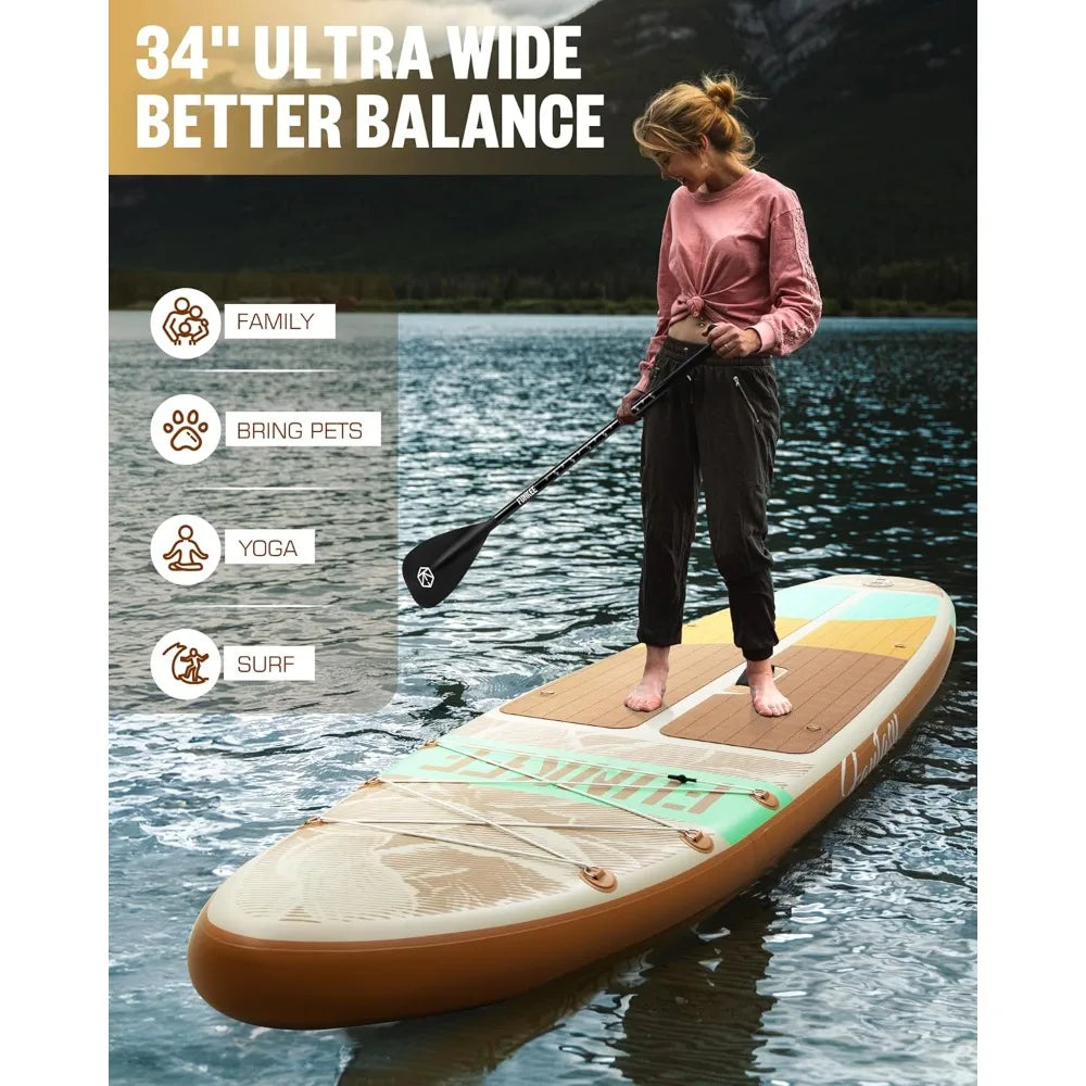 FUNKEE Ultra Wide Inflatable SUP Paddle Board For Stability