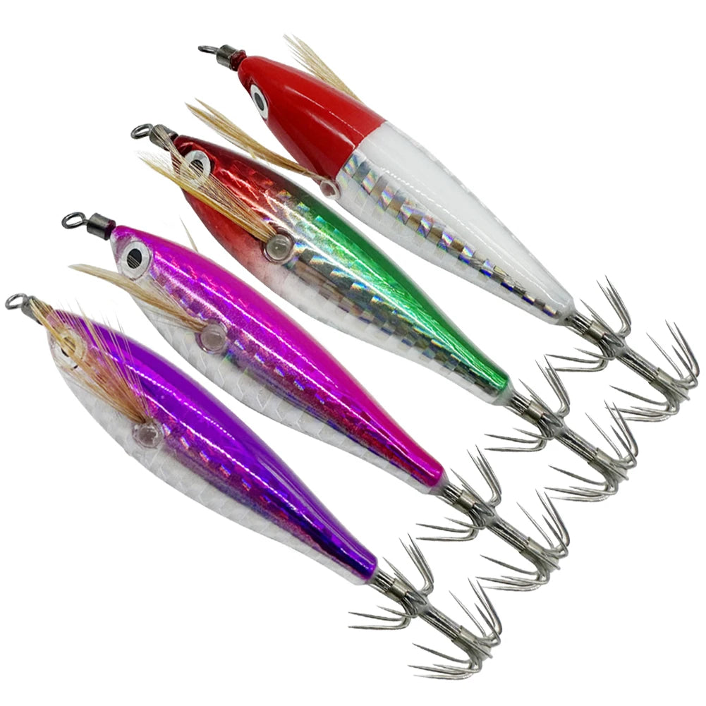 VKTECH Luminous Squid Jig Hooks Lures For Fishing Tackle