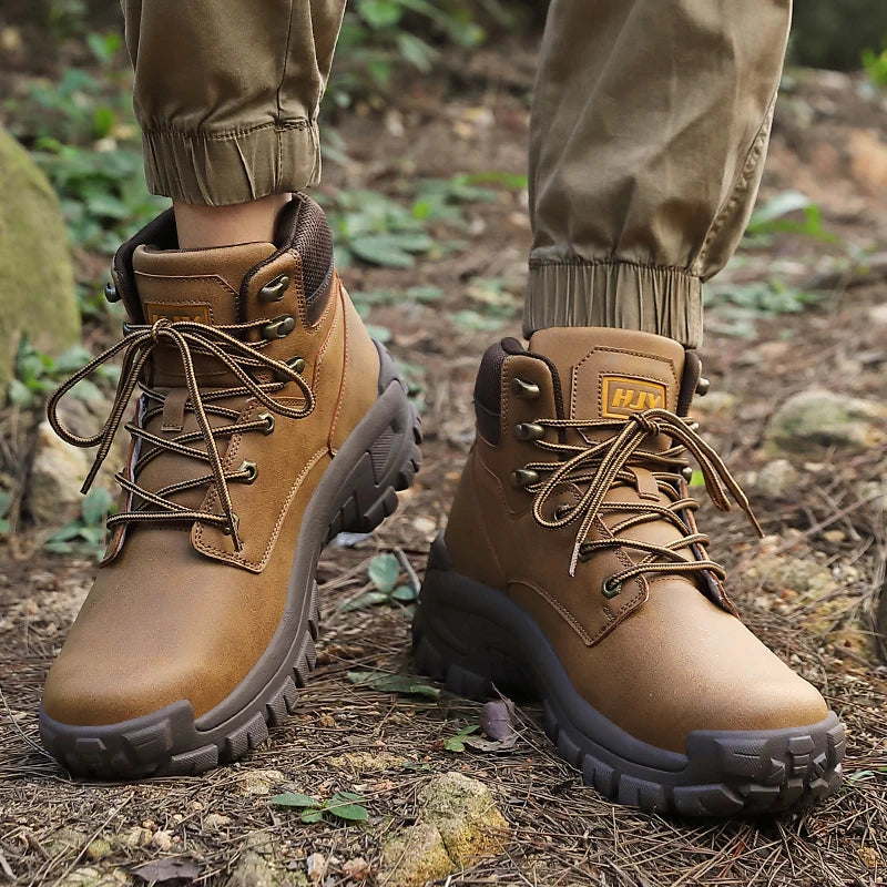 Leather High Top Mens Boots Breathable Hiking Desert Combat Outdoor