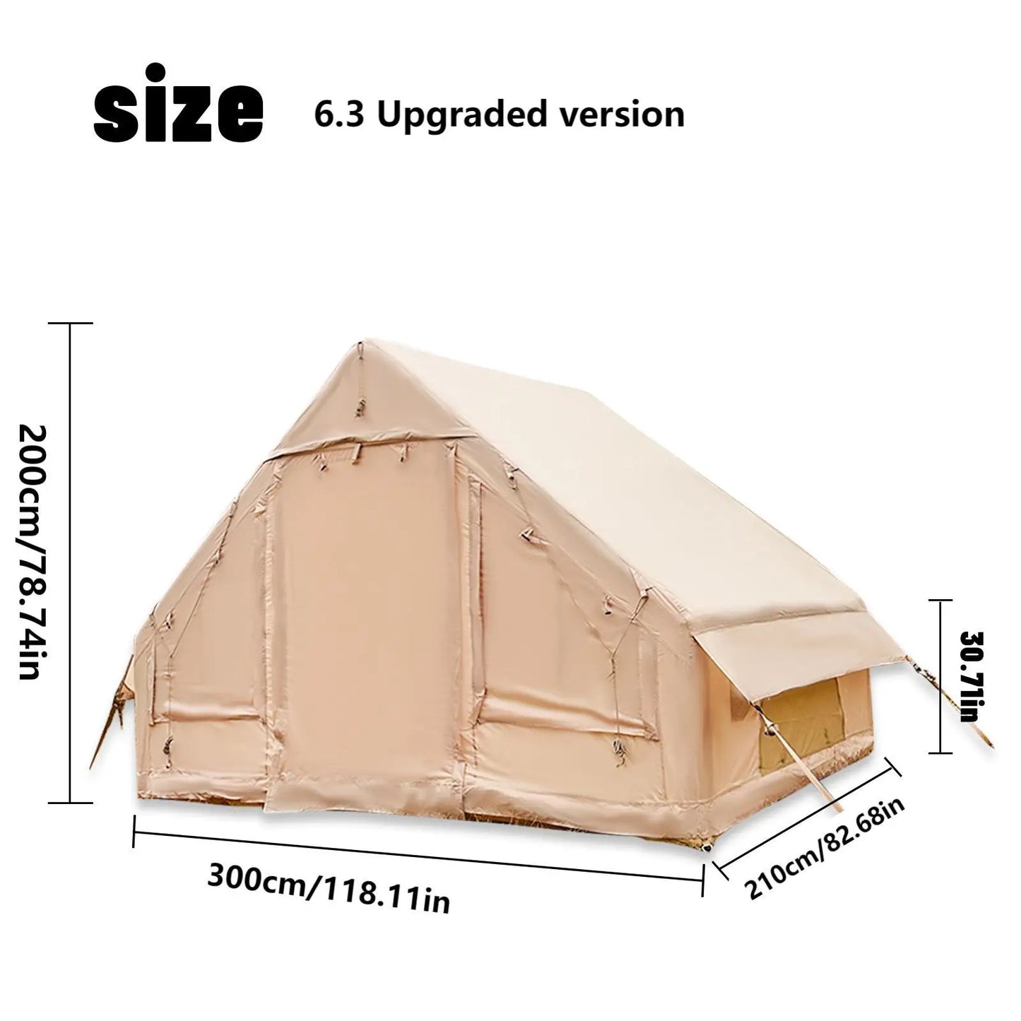 Pakicetus Inflatable Tent With Skylight Quick Setup Family Camp Tent