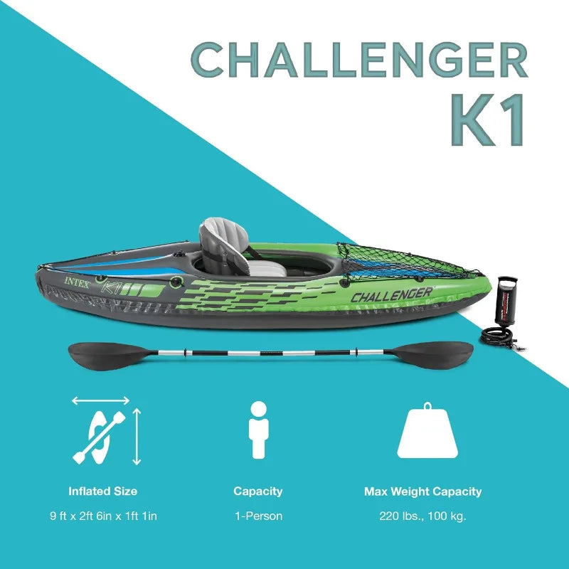 YTYIN One Person Inflatable Kayak With Seat Backrest Oar Pump