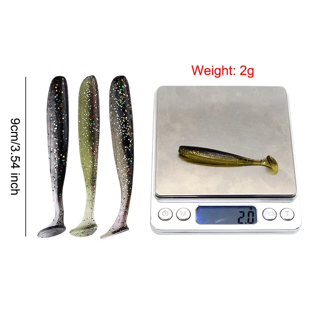 T Tail Worm Soft Bait Lures FreshwaterSaltwater BassTrout 10 Pack