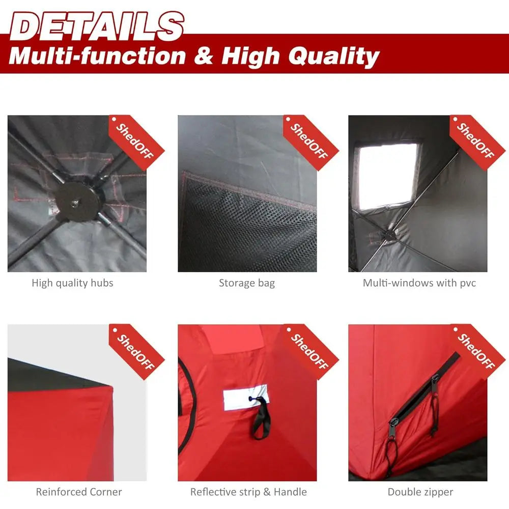 Insulated Ice Fishing Shelter For 2-3 People Portable Windproof