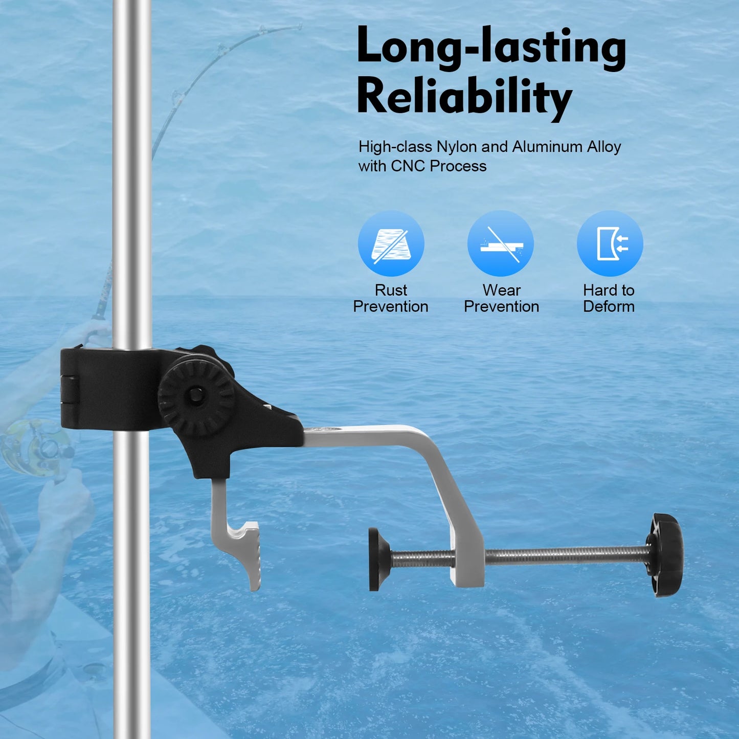 Universal 360 Rotating Transducer Pole Mount for Boat Kayak