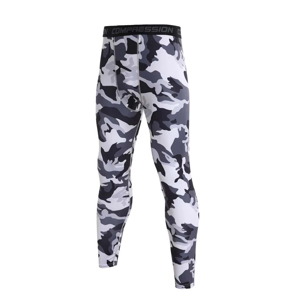 NONECN Men Camouflage Sports Leggings Running Training Compression Tights