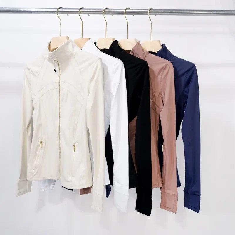 Slimming Zipper Jacket for Yoga Stand Collar Quick Dry