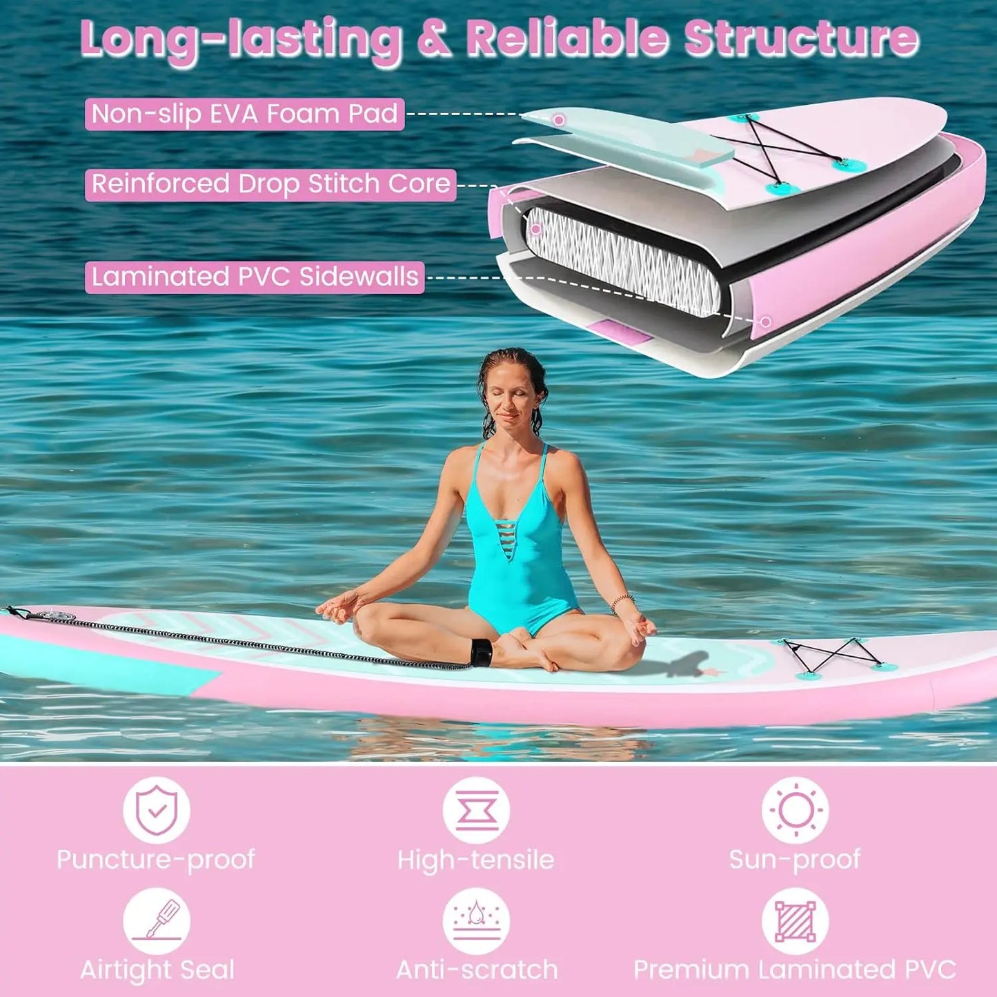 GYMAX Inflatable Paddle Board With SUP Accessories And Removable Fin