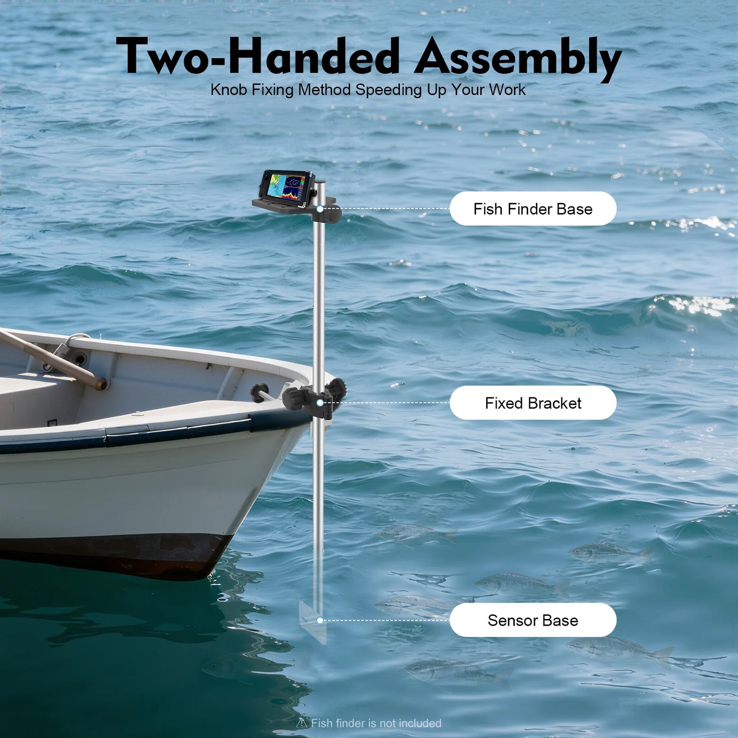 Universal 360 Rotating Transducer Pole Mount for Boat Kayak