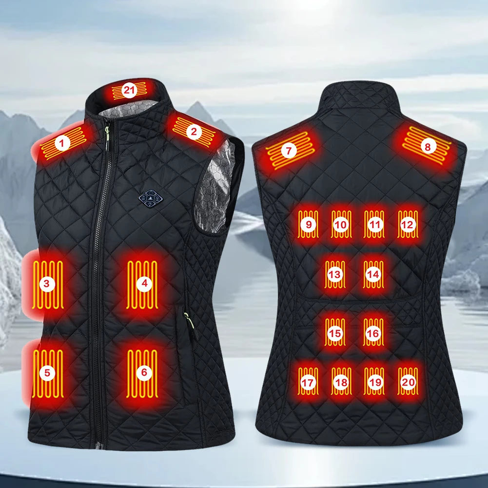 NONECN 21 Zone USB Heated Vest For Women Cotton Jacket