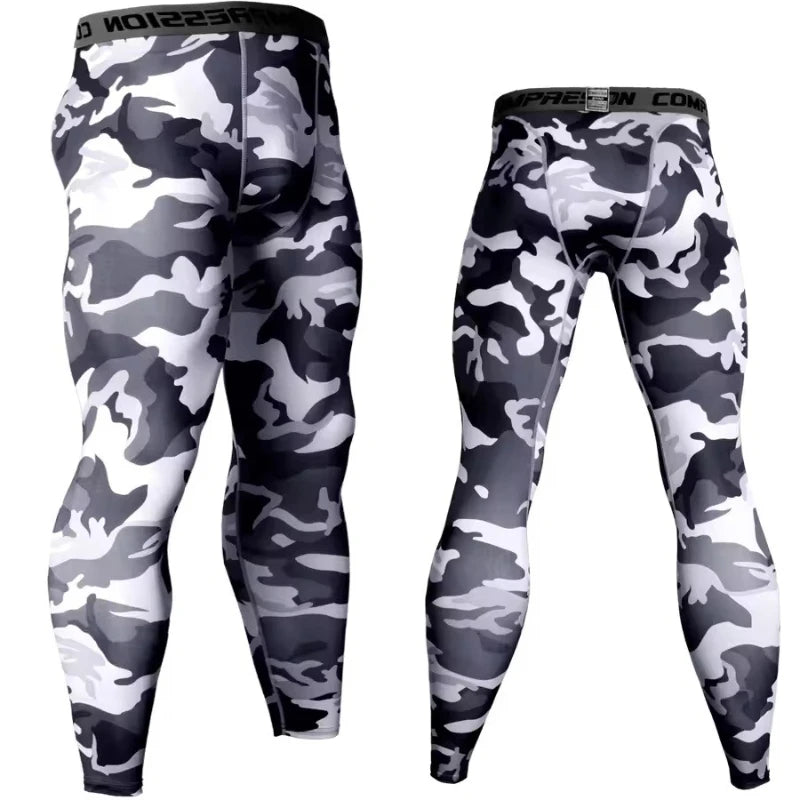 NONECN Men Camouflage Sports Leggings Running Training Compression Tights