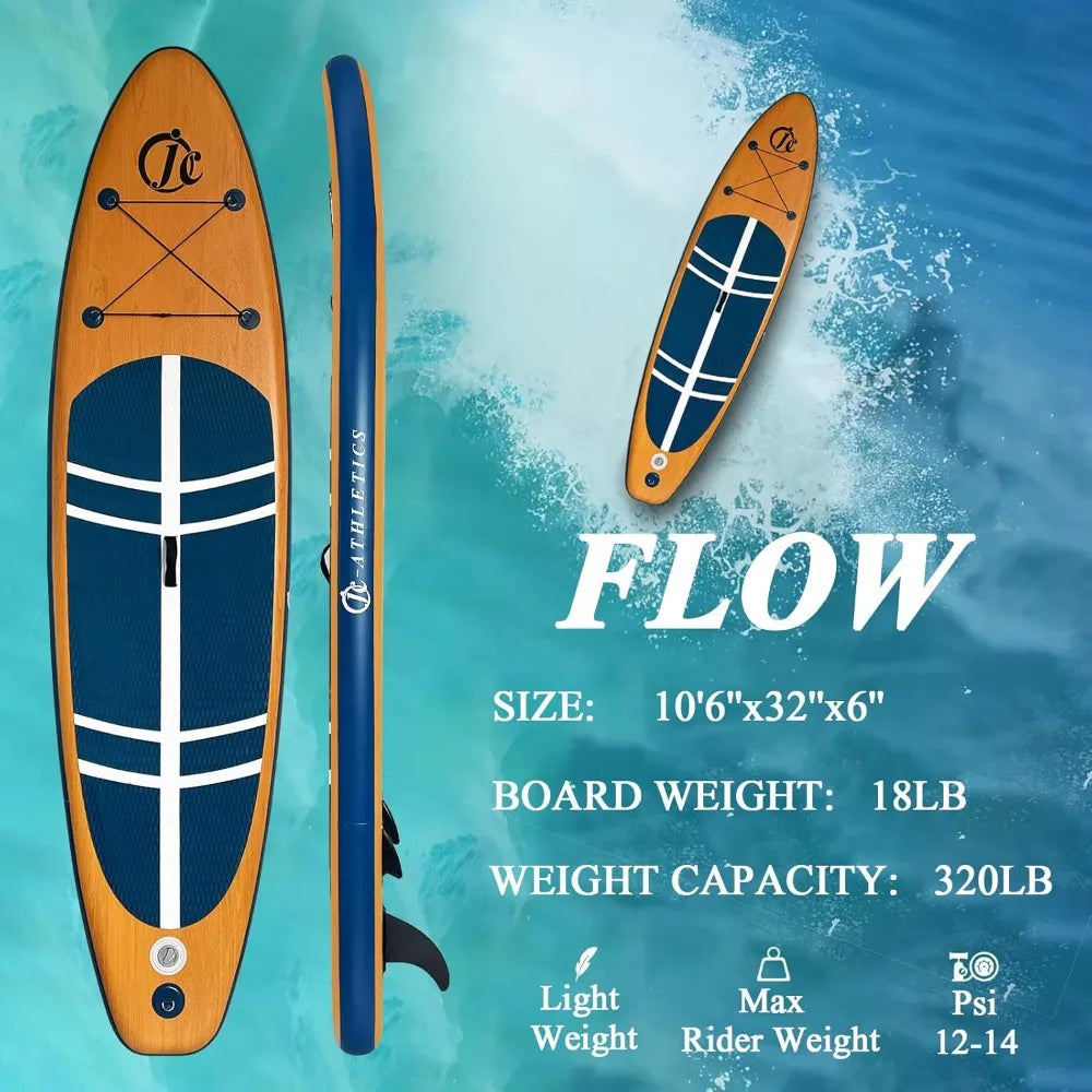 JC-ATHLETICS Inflatable Stand Up Paddle Board Package With Backpack