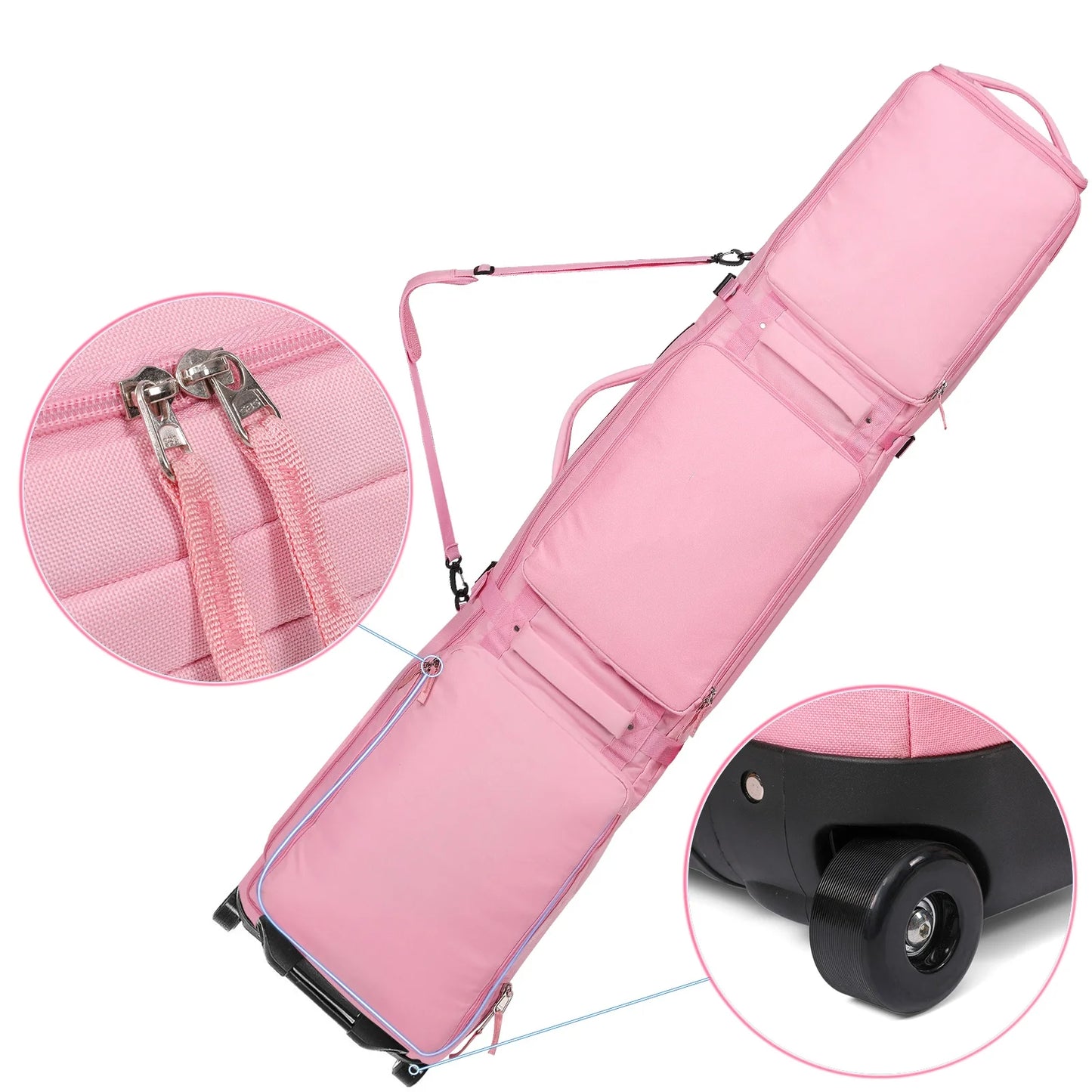 Warmounts Ski Bag With Wheels Padded Waterproof 3-Compartment