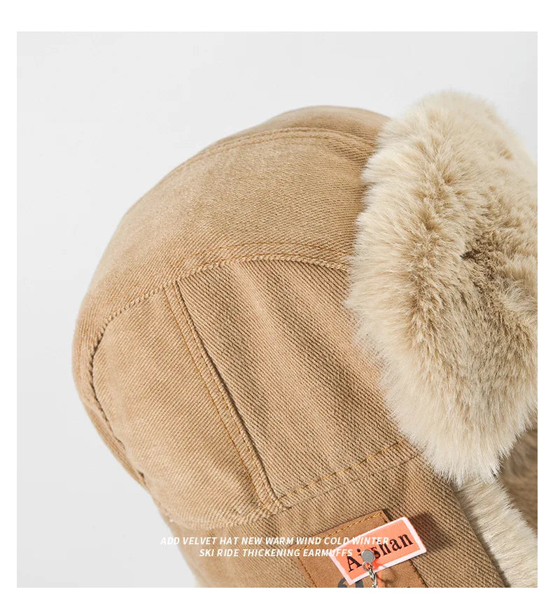 NONECN Bomber Hat Ushanka For Men And Women Warm Fur