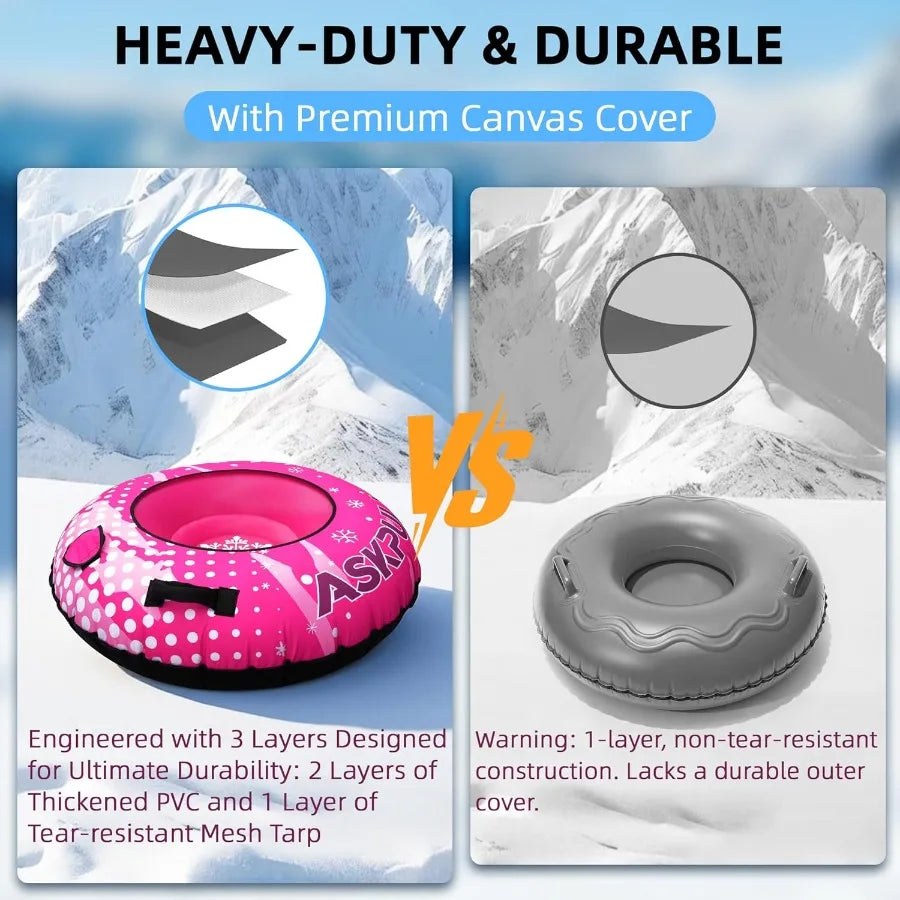 LISM Inflatable Snow Tube Sled Heavy Duty Premium Canvas Cover