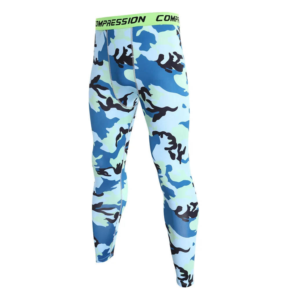 NONECN Men Camouflage Sports Leggings Running Training Compression Tights