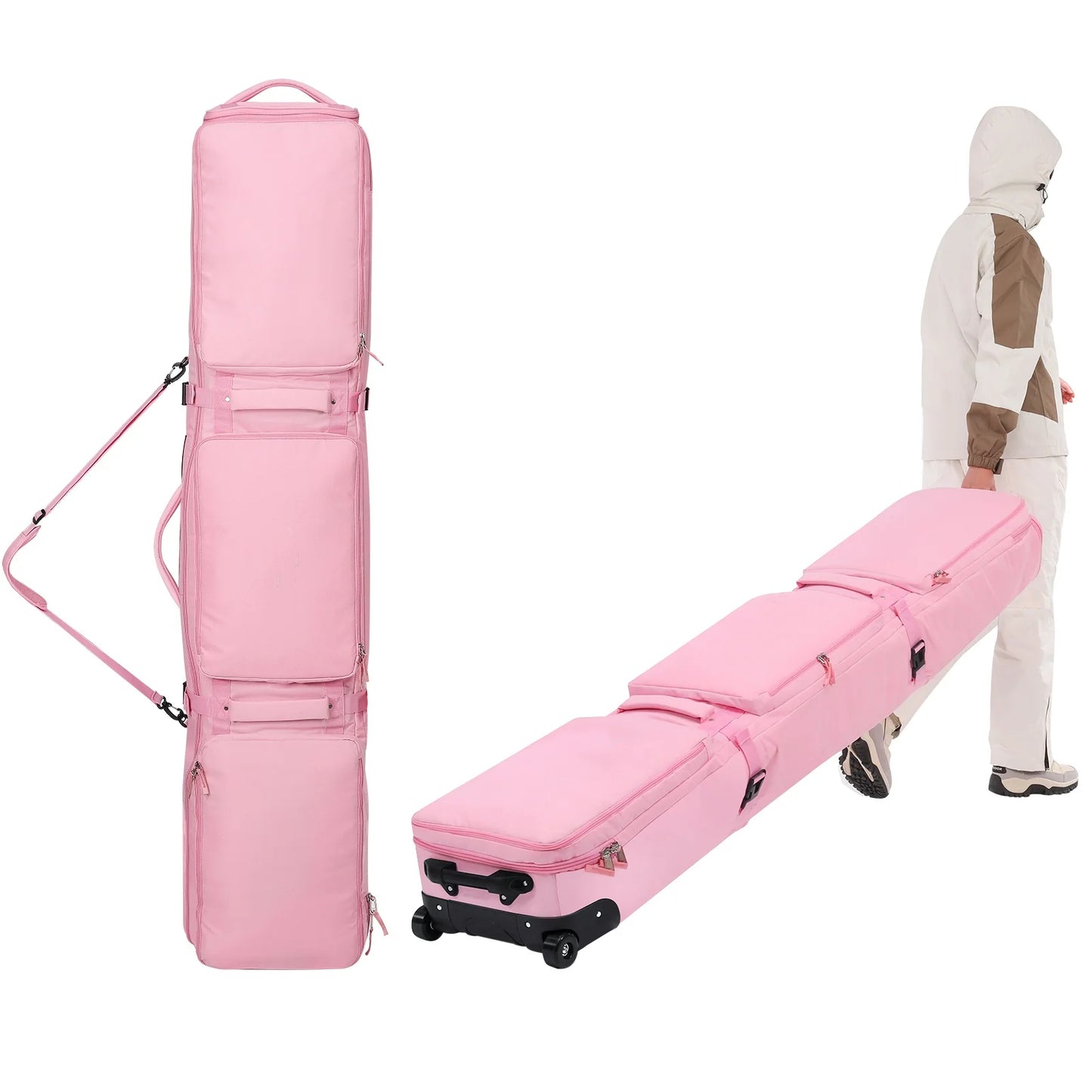 Warmounts Ski Bag With Wheels Padded Waterproof 3-Compartment
