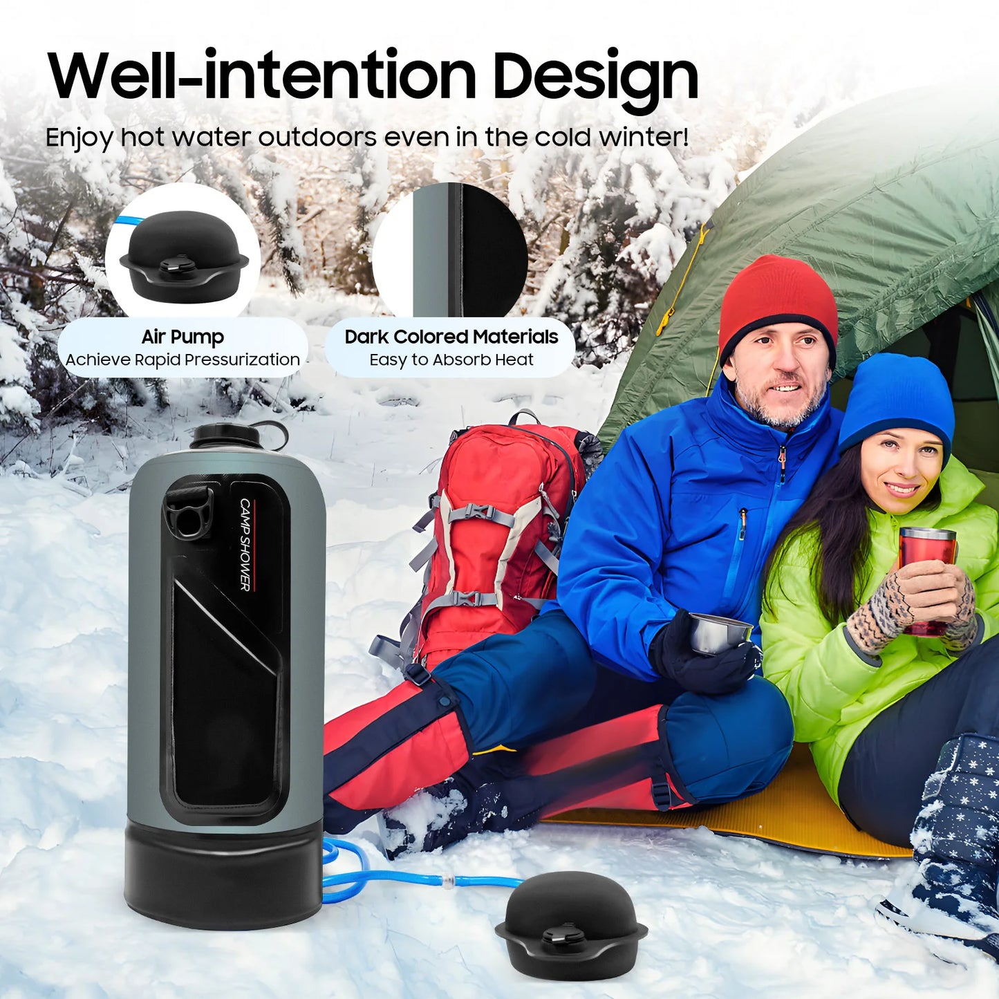 Camping Solar Shower With Pump Portable Garden Shower