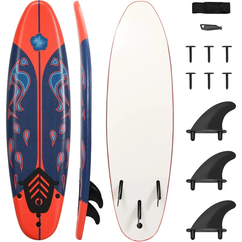 GYMAX Surfboard Non Slip Foam Board Removable Fins Leash