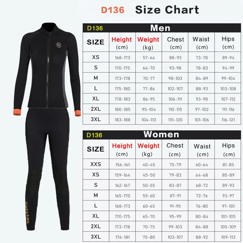 DIVE SAIL CN 3mm Neoprene Wetsuit For Men And Women