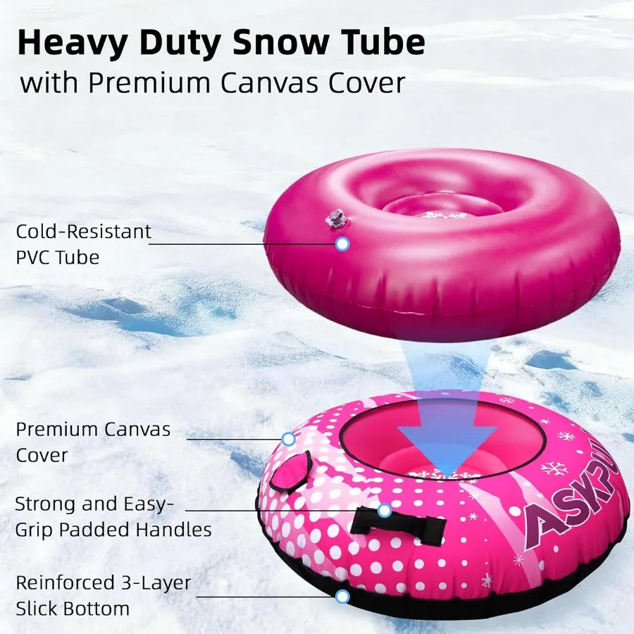 LISM Inflatable Snow Tube Sled Heavy Duty Premium Canvas Cover