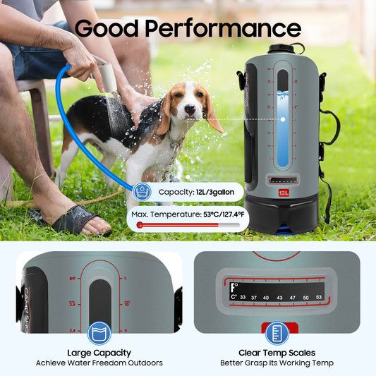 Camping Solar Shower With Pump Portable Garden Shower