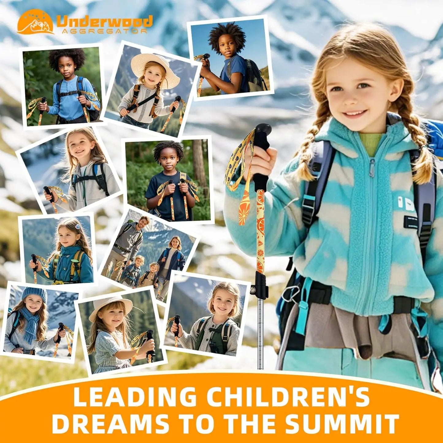 XMSJ Kids Collapsible Hiking Poles 2-Pack Aluminum Trekking Sticks