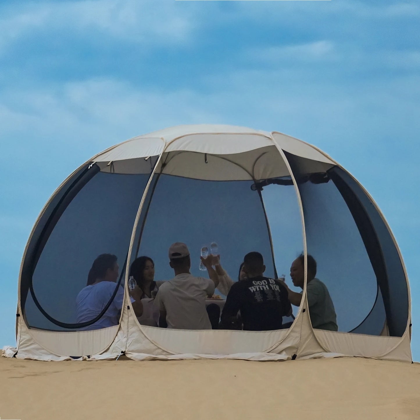 Pakicetus Family Pop-Up Shelter With Full Mesh Walls Outdoors